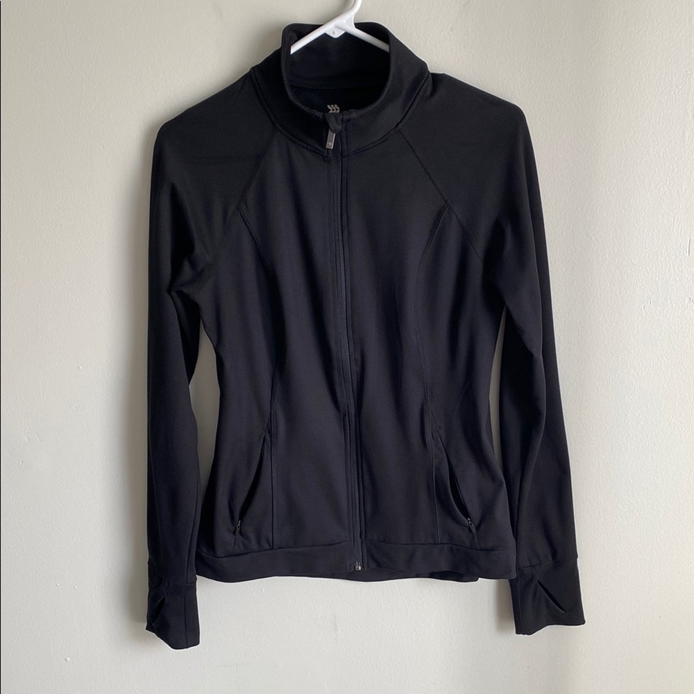 All In Motion Full Zip Athletic Workout Jacket Black Spandex